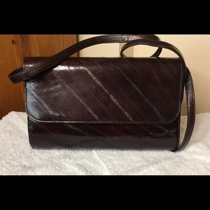 Eel skin convertible Shoulder/Clutch Bag - Burgundy color